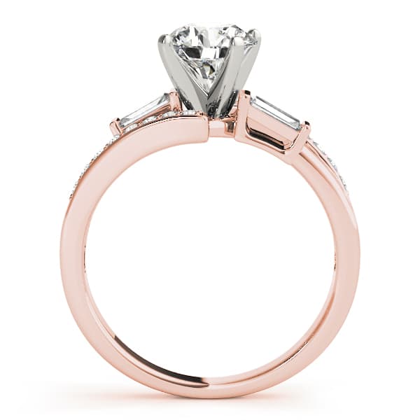 Fancy Shape Bague Engagement Ring, style 84061, Side view in rose gold