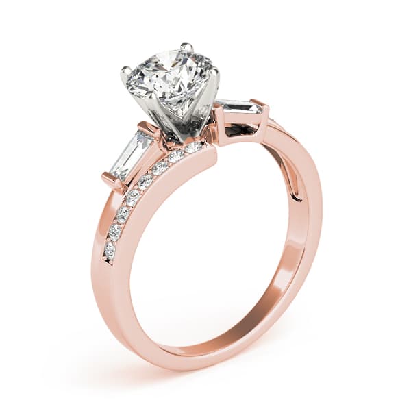 Fancy Shape Bague Engagement Ring, style 84061, Top view in rose gold