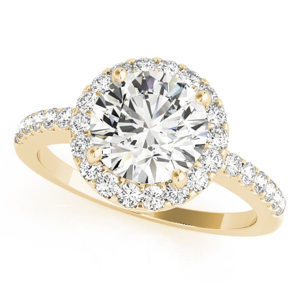 Single Row Halo Engagement Ring, style 84062, Front view in yellow gold