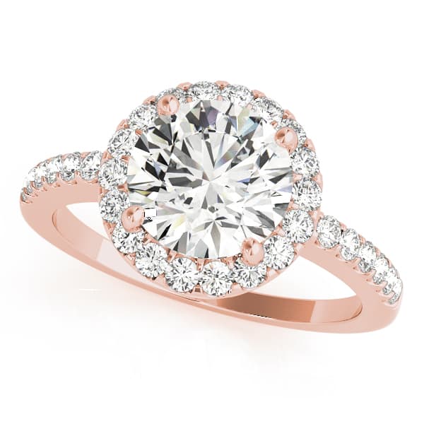 Single Row Halo Engagement Ring, style 84062, Front view in rose gold