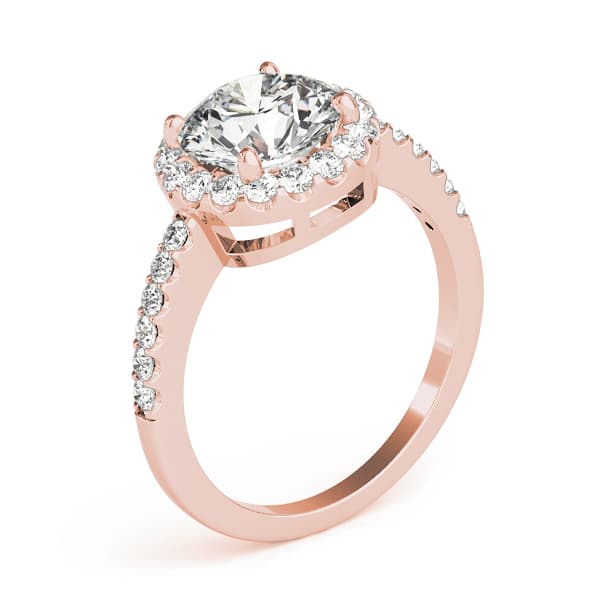 Single Row Halo Engagement Ring, style 84062, Angle view in rose gold