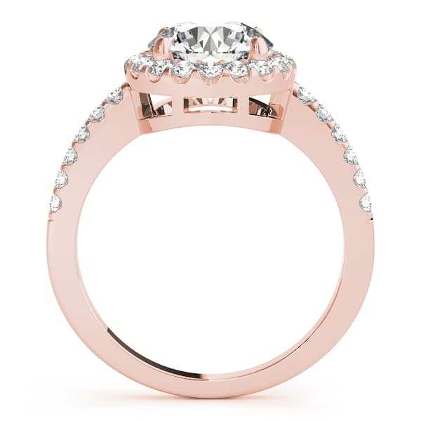 Single Row Halo Engagement Ring, style 84062, Side view in rose gold
