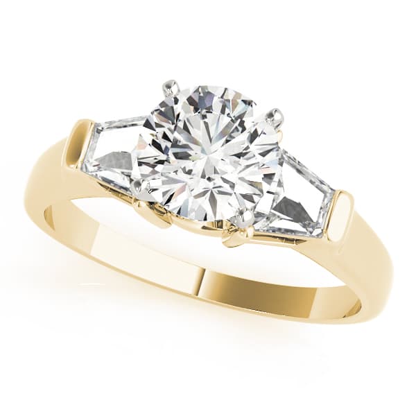 3 Stone Traps & H Engagement Ring, style 84111, Front view in yellow gold