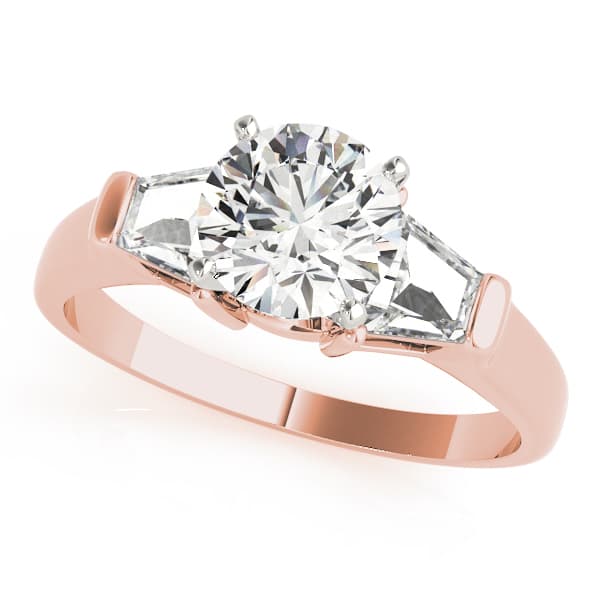 3 Stone Traps & H Engagement Ring, style 84111, Front view in rose gold