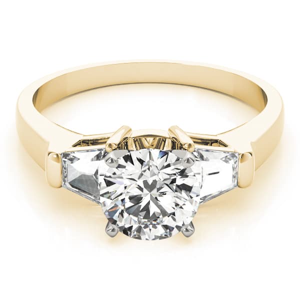 3 Stone Traps & H Engagement Ring, style 84111, On hand view in yellow gold
