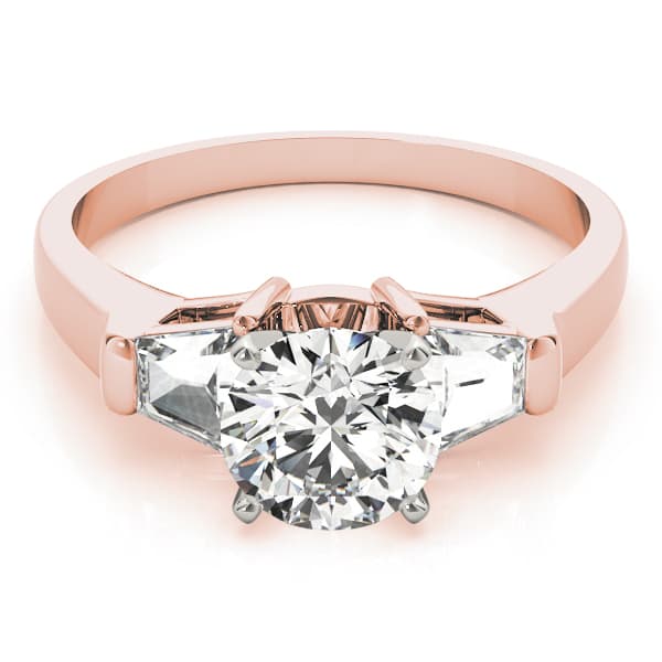 3 Stone Traps & H Engagement Ring, style 84111, On hand view in rose gold
