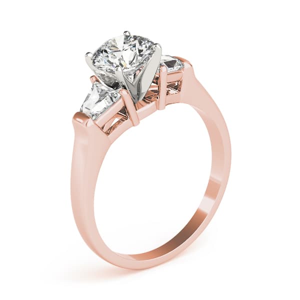 3 Stone Traps & H Engagement Ring, style 84111, Top view in rose gold