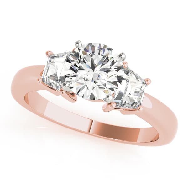 3-Stone Trapezoid Engagement Ring, style 84112, Front view in rose gold