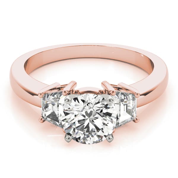 3-Stone Trapezoid Engagement Ring, style 84112, On hand view in rose gold