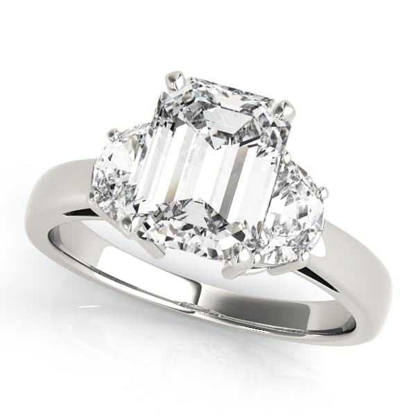 3-Stone Round & Emerald Cut Engagement Ring — style 84113 in 10k White Gold