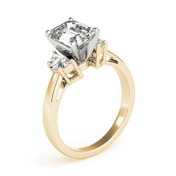 3-Stone Round & Emerald Cut Engagement Ring, style 84113, Top view in yellow gold