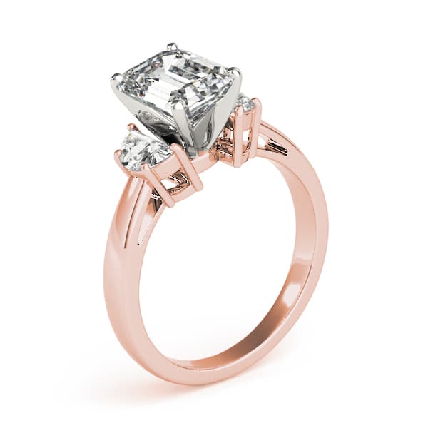 3-Stone Round & Emerald Cut Engagement Ring, style 84113, Top view in rose gold