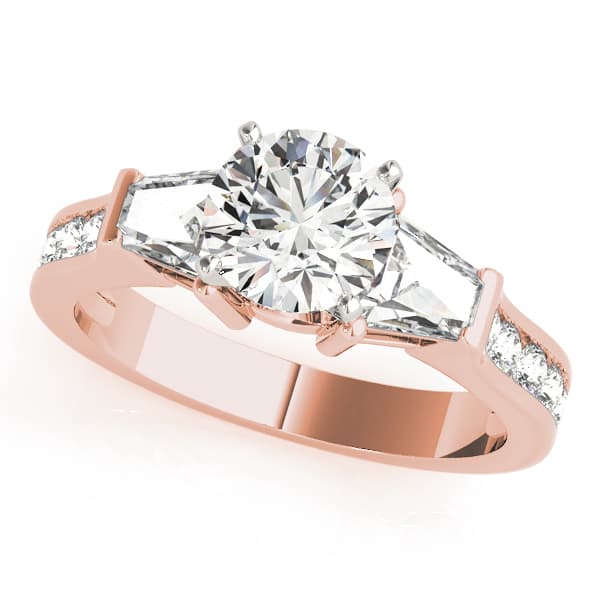 Fancy Shape Bague Engagement Ring, style 84115, Front view in rose gold