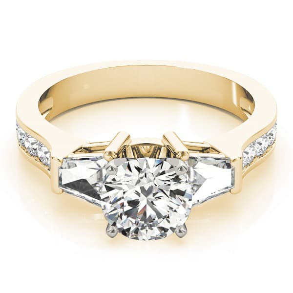 Fancy Shape Bague Engagement Ring, style 84115, On hand view in yellow gold