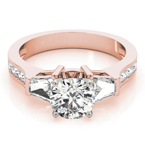 Fancy Shape Bague Engagement Ring, style 84115, On hand view in rose gold