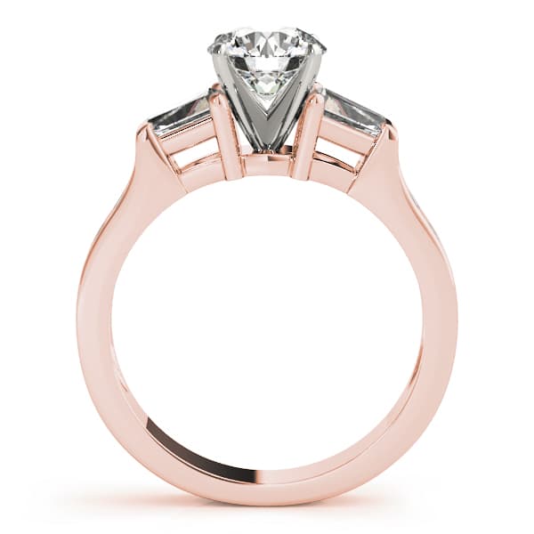 Fancy Shape Bague Engagement Ring, style 84115, Side view in rose gold