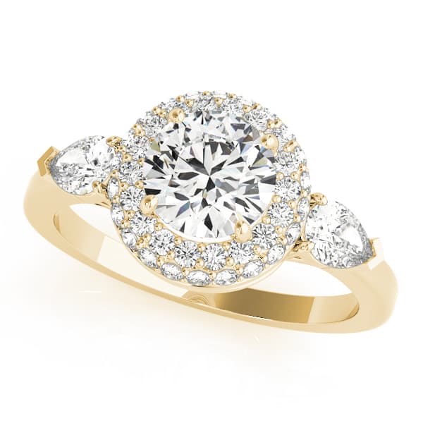 Halo Round Engagement Ring, style 84118, Front view in yellow gold