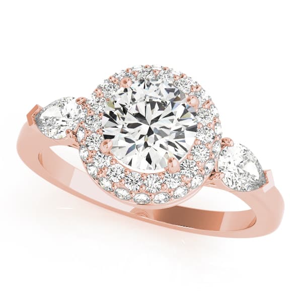 Halo Round Engagement Ring, style 84118, Front view in rose gold