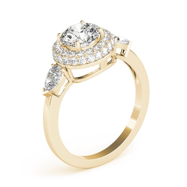 Halo Round Engagement Ring, style 84118, Angle view in yellow gold