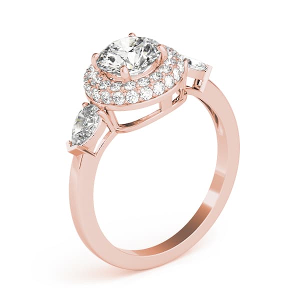 Halo Round Engagement Ring, style 84118, Angle view in rose gold