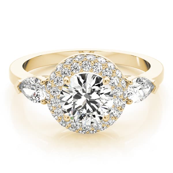Halo Round Engagement Ring, style 84118, On hand view in yellow gold