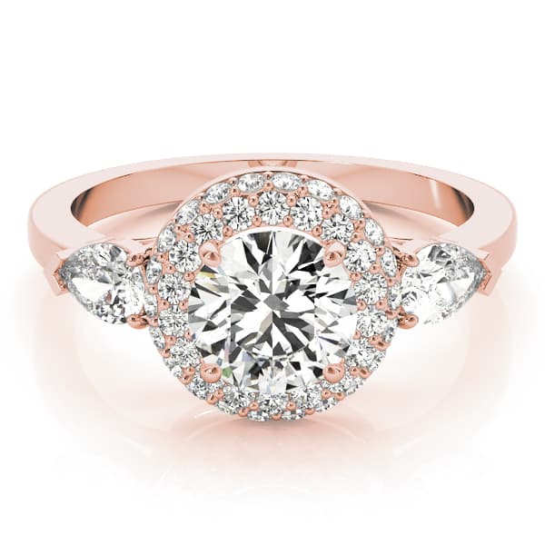 Halo Round Engagement Ring, style 84118, On hand view in rose gold