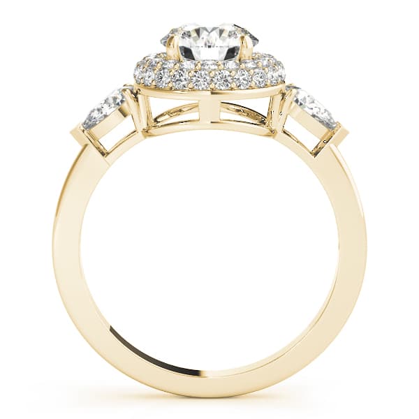 Halo Round Engagement Ring, style 84118, Side view in yellow gold