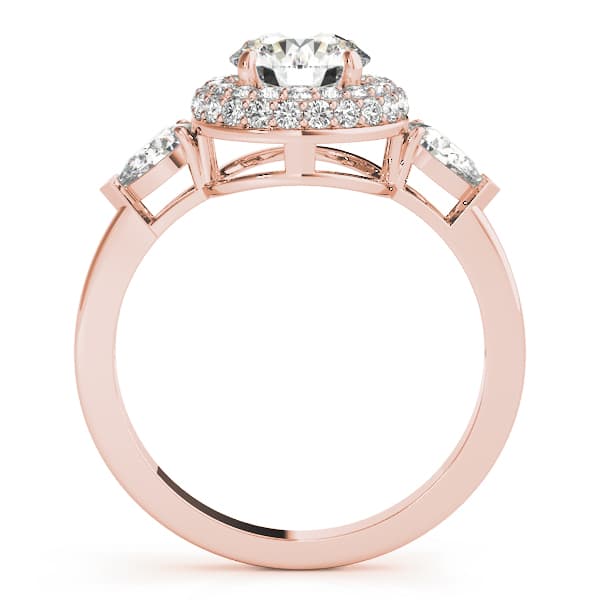 Halo Round Engagement Ring, style 84118, Side view in rose gold