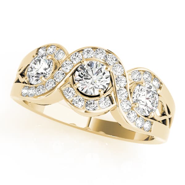 Infinity Twisted Channel Set Engagement Ring, style 84119, Front view in yellow gold