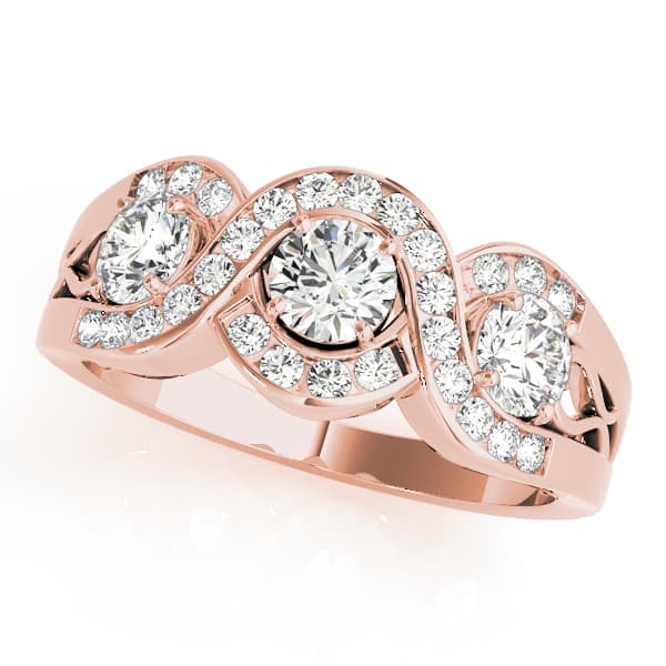 Infinity Twisted Channel Set Engagement Ring, style 84119, Front view in rose gold