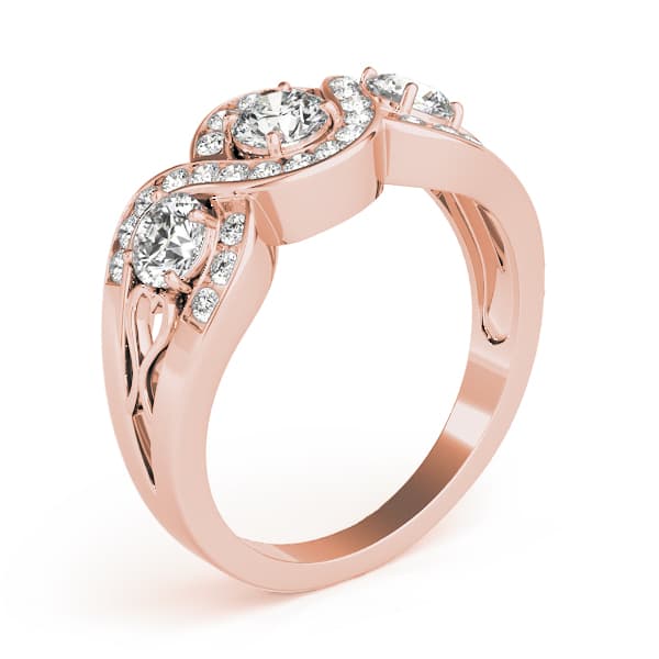Infinity Twisted Channel Set Engagement Ring, style 84119, Top view in rose gold