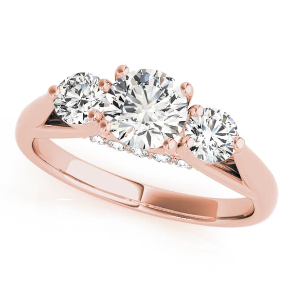 3 Stone Round Engagement Ring, style 84124, Front view in rose gold