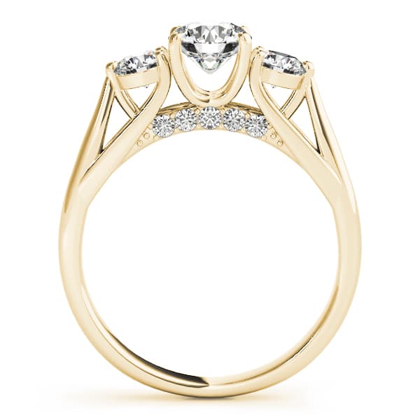 3 Stone Round Engagement Ring, style 84124, Side view in yellow gold