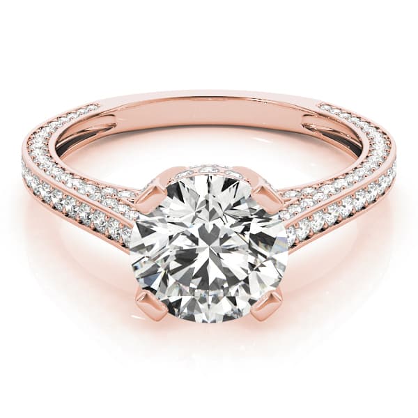 Antique Engagement Ring, style 84141, On hand view in rose gold