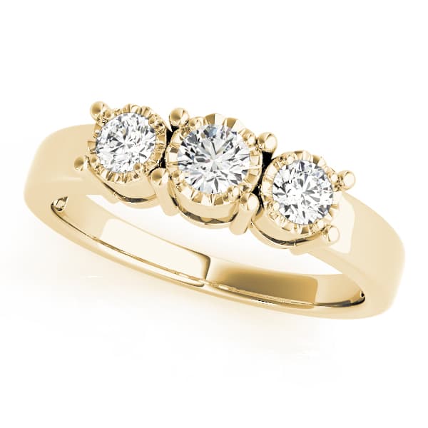 3-Stone Prong Set Engagement Ring, style 84142, Front view in yellow gold