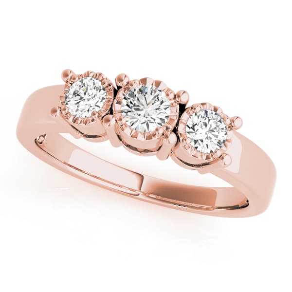 3-Stone Prong Set Engagement Ring, style 84142, Front view in rose gold