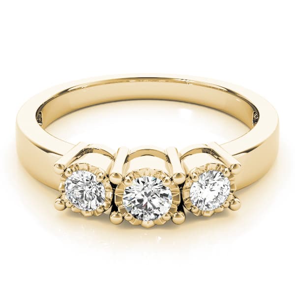 3-Stone Prong Set Engagement Ring, style 84142, On hand view in yellow gold