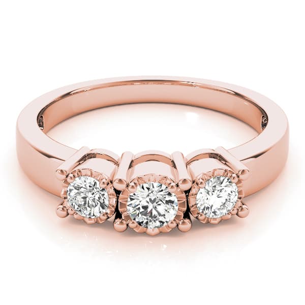 3-Stone Prong Set Engagement Ring, style 84142, On hand view in rose gold