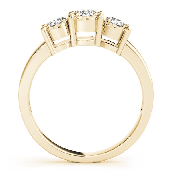 3-Stone Prong Set Engagement Ring, style 84142, Side view in yellow gold