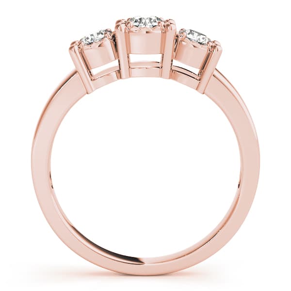 3-Stone Prong Set Engagement Ring, style 84142, Side view in rose gold