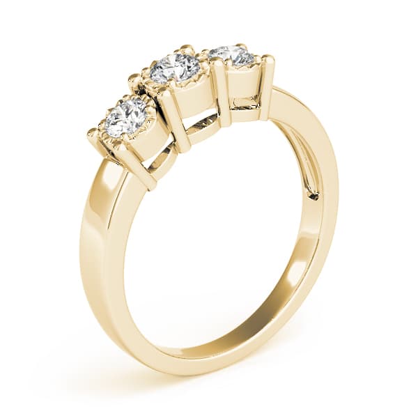 3-Stone Prong Set Engagement Ring, style 84142, Top view in yellow gold