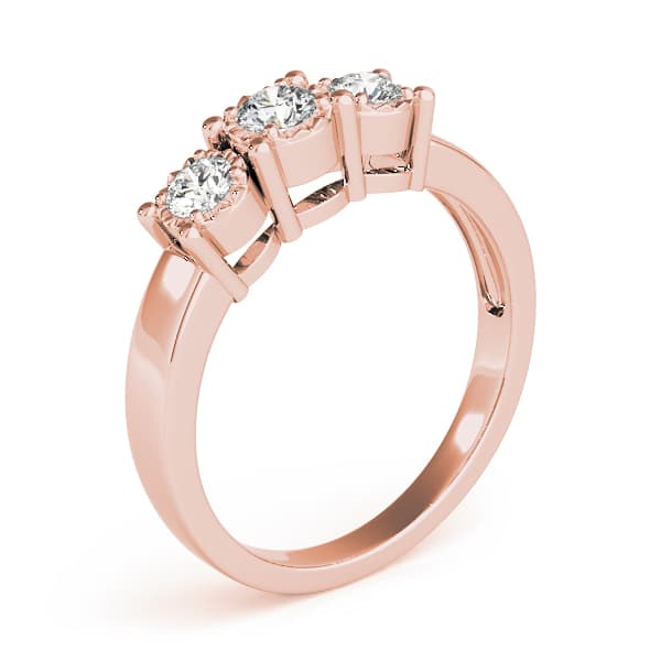 3-Stone Prong Set Engagement Ring, style 84142, Top view in rose gold