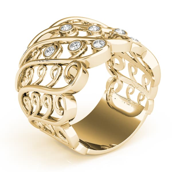 Diamond Fashion Fashion Rings (1/8 ct. tw.), Angle view in yellow gold