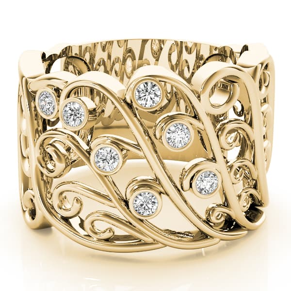 Diamond Fashion Fashion Rings (1/8 ct. tw.), On hand view in yellow gold