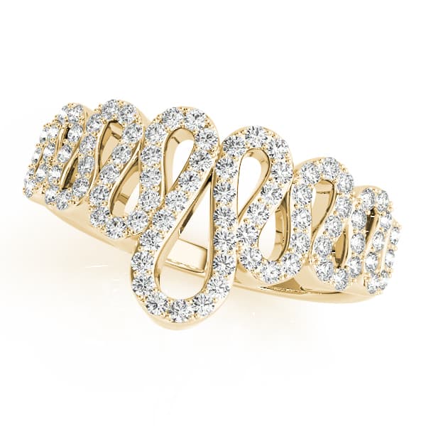Pavé Wavy Fashion Ring (1/2 ct. tw.), Front view in yellow gold