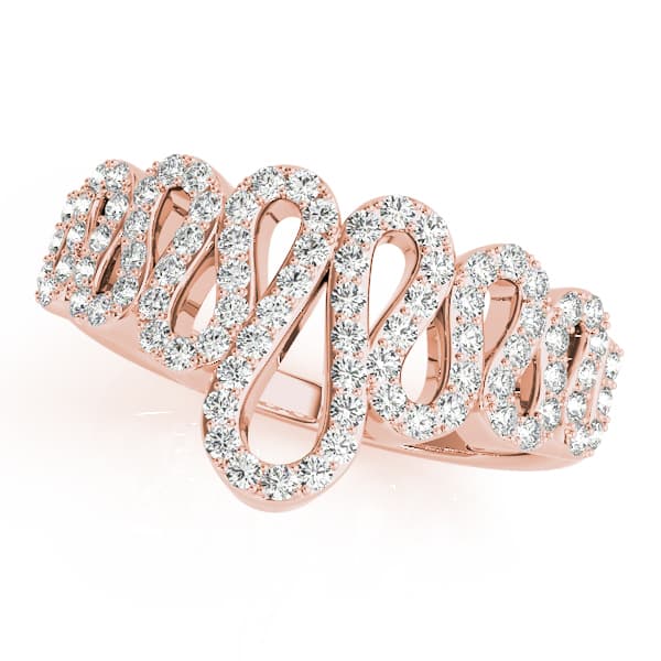 Pavé Wavy Fashion Ring (1/2 ct. tw.), Front view in rose gold