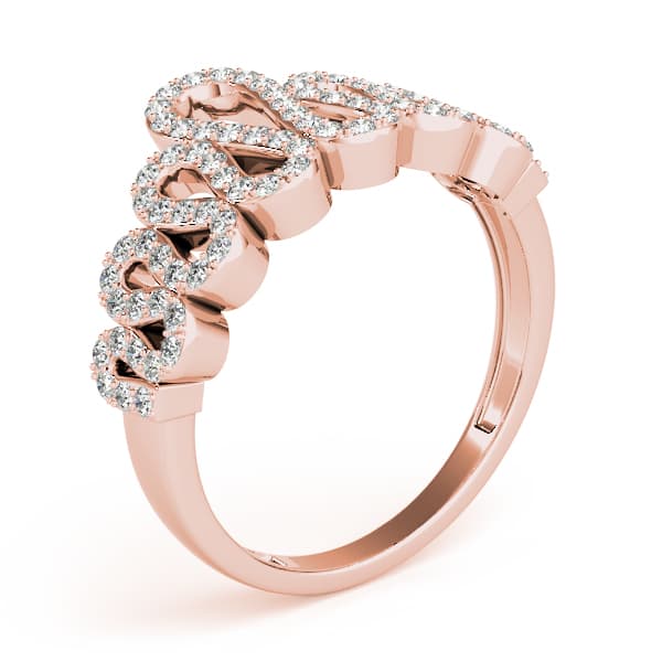 Pavé Wavy Fashion Ring (1/2 ct. tw.), Angle view in rose gold