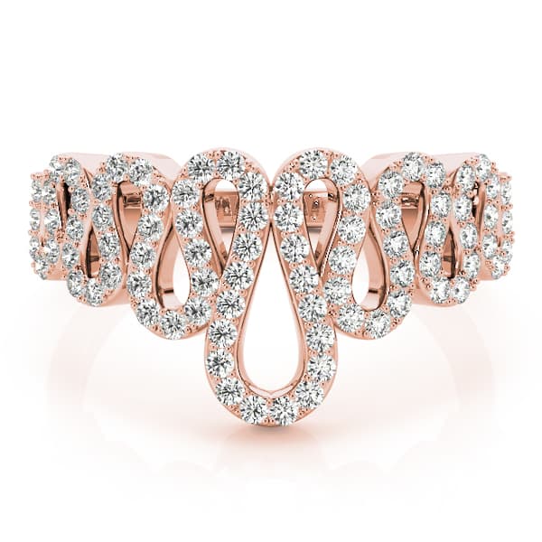 Pavé Wavy Fashion Ring (1/2 ct. tw.), On hand view in rose gold
