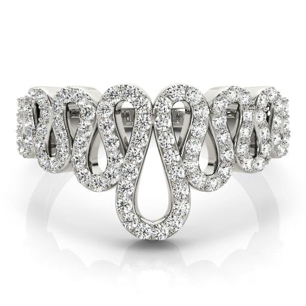 Pavé Wavy Fashion Ring (1/2 ct. tw.), On hand view in white gold or platinum