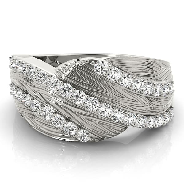 Multi-Row Prong Set Filigree Fashion Rings (1/2 ct. tw.), On hand view in white gold or platinum